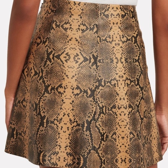 Veda Genuine Lambskin Leather Mini Skirt Python Snake Print Size XS - Picture 6 of 13
